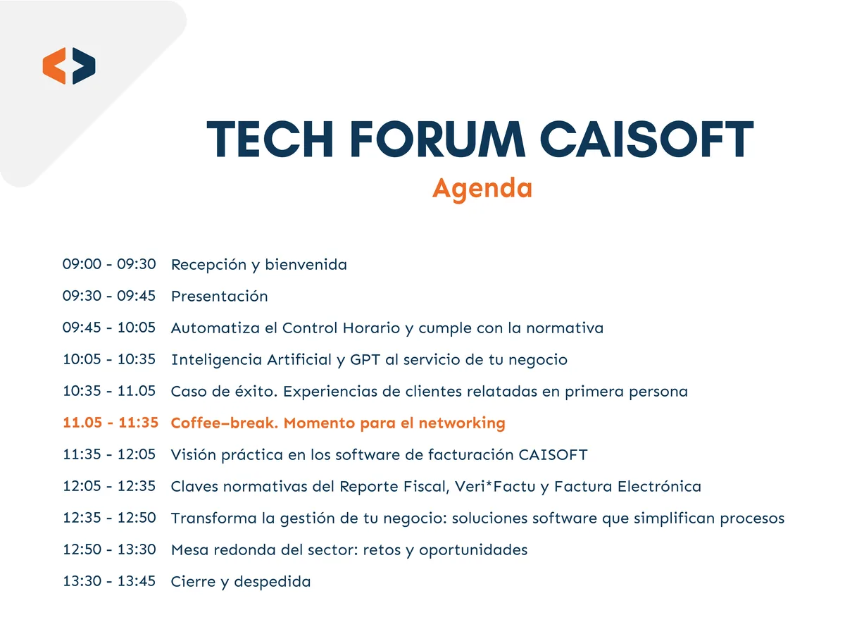 Agenda del Tech Forum CAISOFT 2025