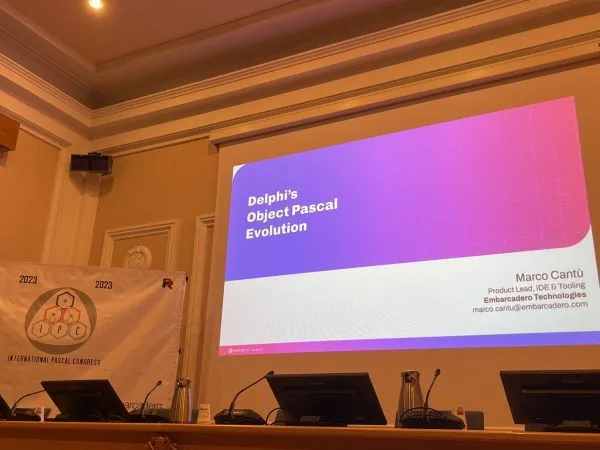 Ponencia "Delphi's Object Pascal Evolution" de Marco Cantù (Embarcadero) en el International Pascal Congress 2023