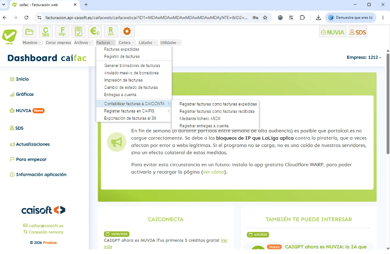 Captura de pantalla de un proceso de traspaso de datos entre programas
